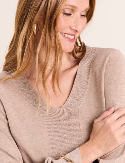 Pull manches longues beige femme