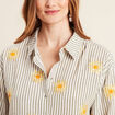 Chemise manches longues brodée jaune femme