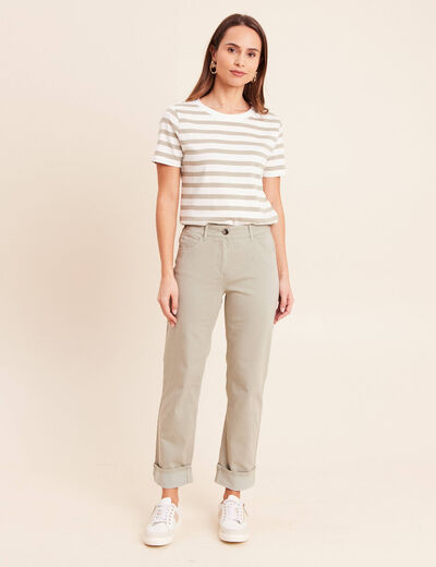 Pantalon coupe mom 7/8&egrave;me vert clair femme