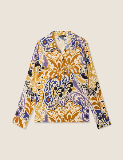 Chemise manches longues bleu femme