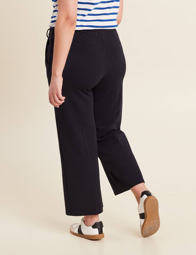 Pantalon coupe large &agrave; pinces bleu fonc&eacute; femme