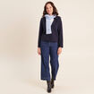 veste cintr&eacute;e doubl&eacute;e avec capuche bleu fonc&eacute; femme