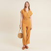 Combinaison pantalon fluide camel femme