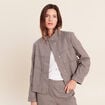 Veste col montant doubl&eacute;e marron femme