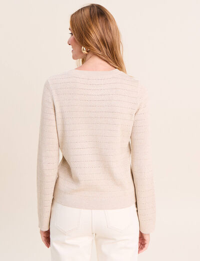 Pull manches longues col rond brillant couleur or femme