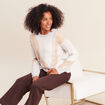 Pull col rond beige femme