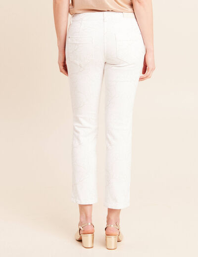 Jean coupe droite 7/8&egrave;me taille bascul&eacute;e blanc femme