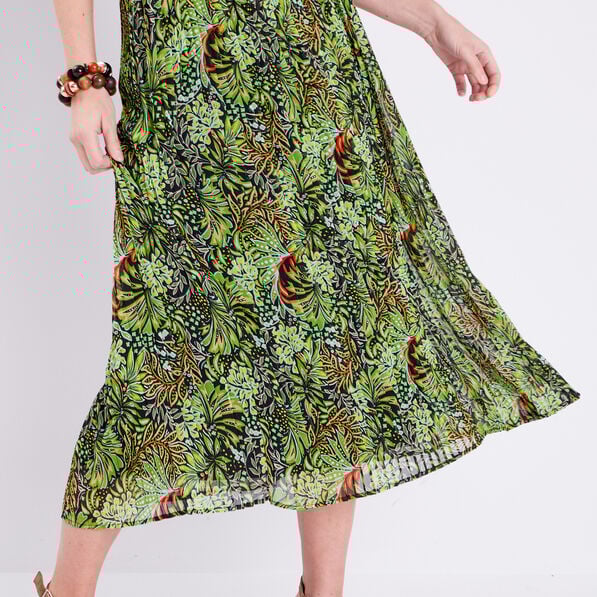 jupe longue droite plissee vert femme Jupe longue droite plissée vert femme