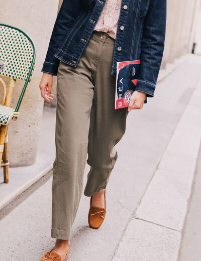 Pantalon boyfriend vert kaki femme