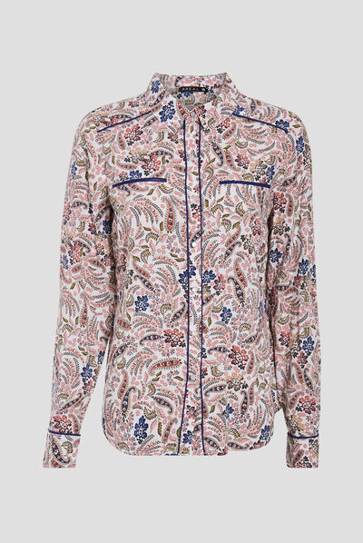 Chemise manches longues ecru femme