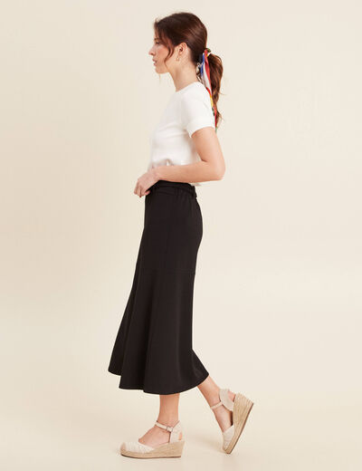 Jupe longue droite ceinture noir femme