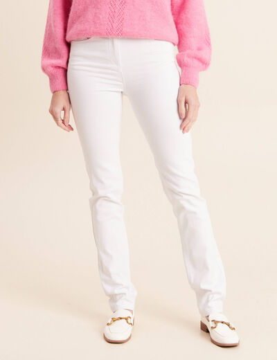 Jean coupe ajust&eacute;e long blanc femme