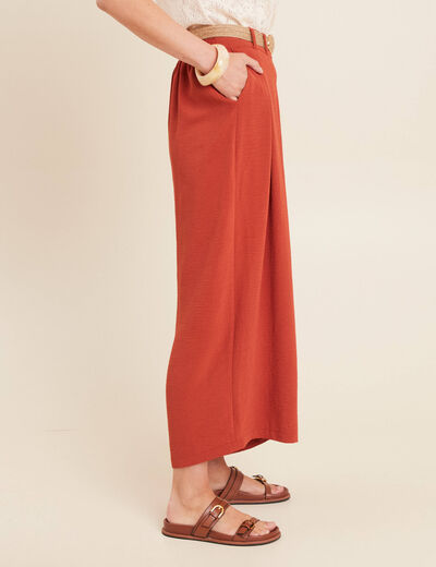 Pantalon jupe-culotte large vieux rose femme