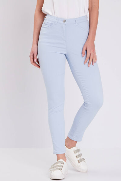Pantalon léger taille standard 7/8ème bleu clair femme