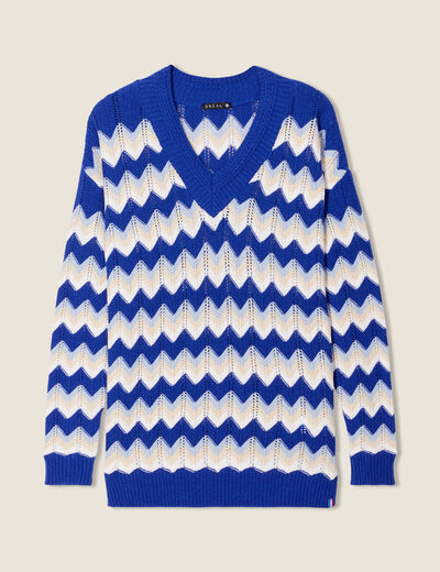 Pull confectionné en France bleu femme