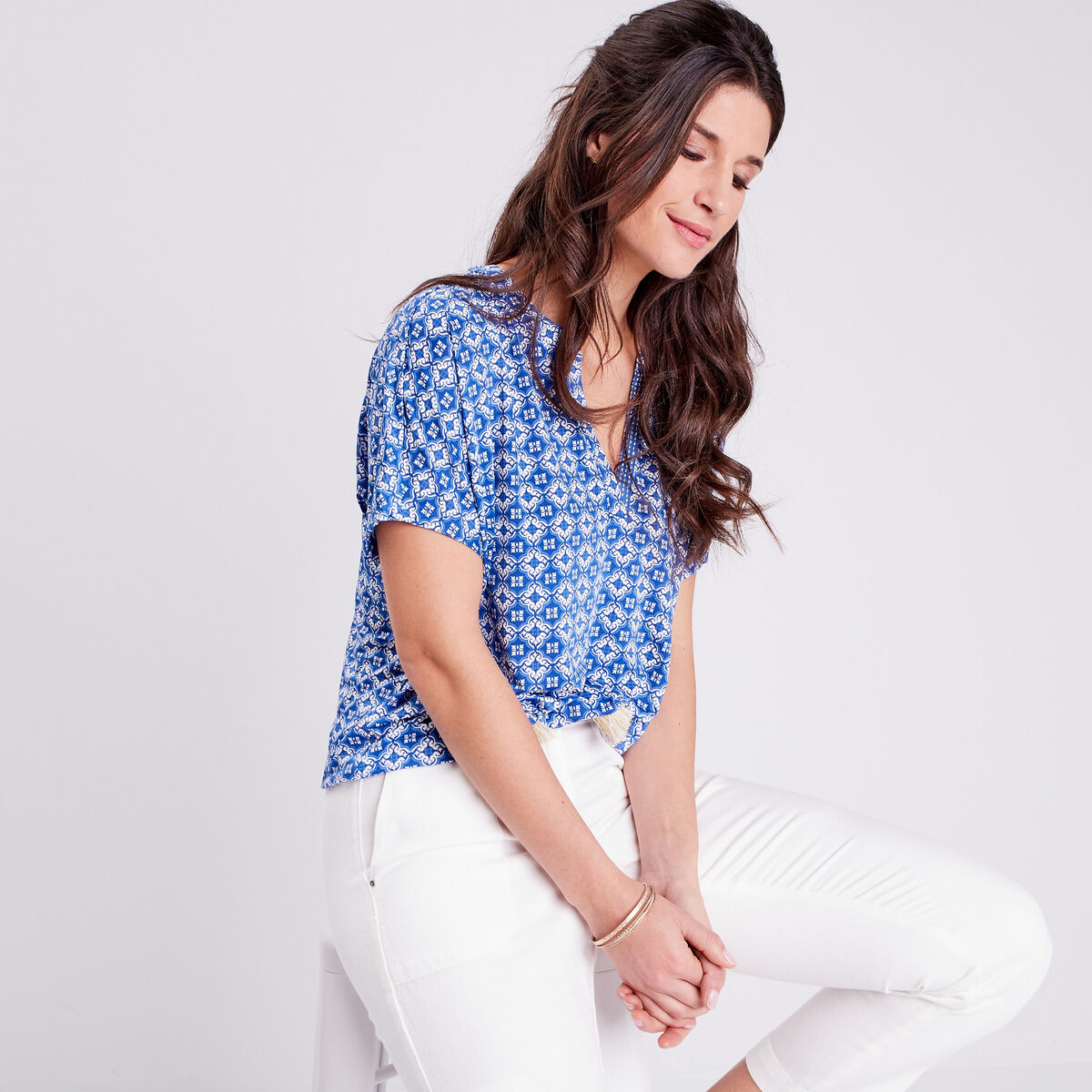 T-shirt à manches courtes bleu foncé femme