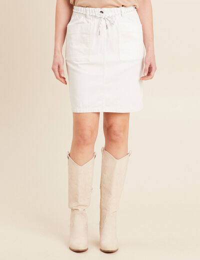 Jupe droite r&eacute;versible blanc femme