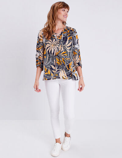 Blouse manches 3/4 blanc femme