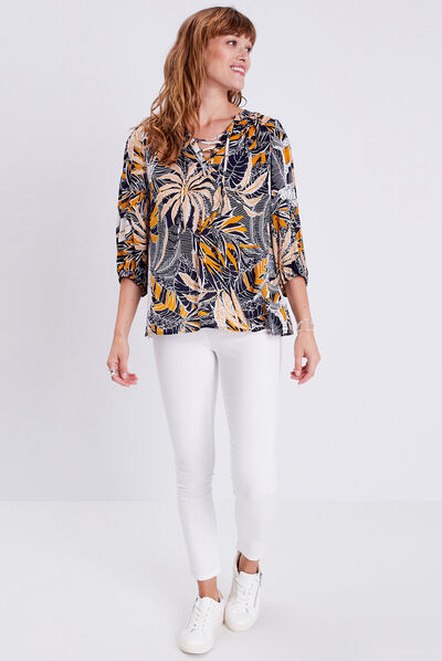 Blouse manches 3/4 blanc femme