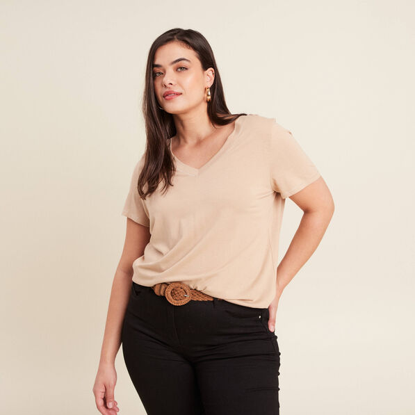 t shirt manches courtes sable femme T-shirt manches courtes sable femme