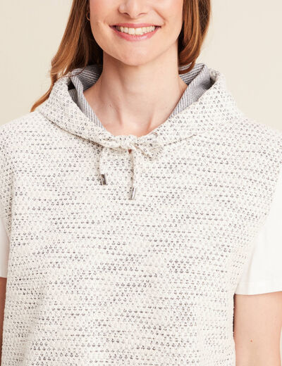 Hoodie 2 en 1 manches courtes beige clair femme