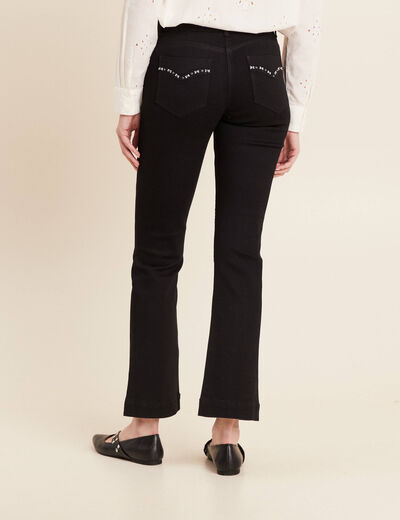 Jean bootcut taille basculée denim noir femme