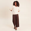 Pull col rond &agrave; sequins beige femme