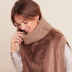 Pull sans manches col roul&eacute; marron femme
