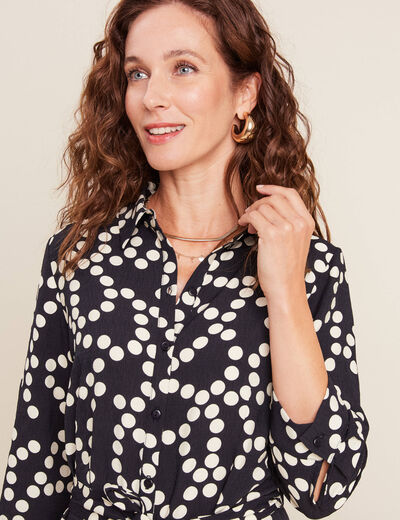 Robe longue évasée ceinturée noir femme