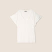 T-shirt cintré col V ecru femme