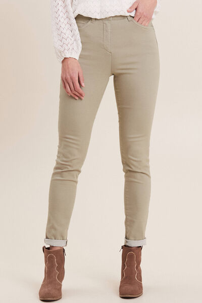 Pantalon léger taille haute long vert clair femme