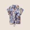 T-shirt bas resserr&eacute; manches courtes bleu femme