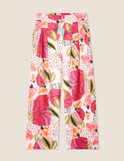 Pantalon large à pinces rose femme
