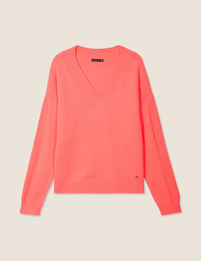 Pull manches longues rose vif femme