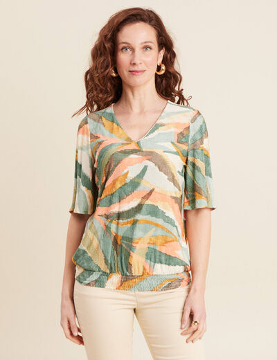 Blouse manches courtes multicolore femme