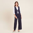 Gilet barman sans manches bleu fonc&eacute; femme