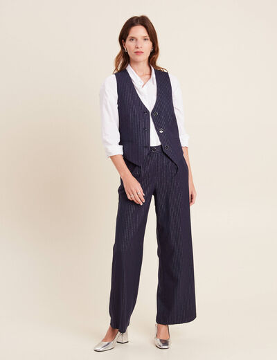 Gilet barman sans manches bleu fonc&eacute; femme