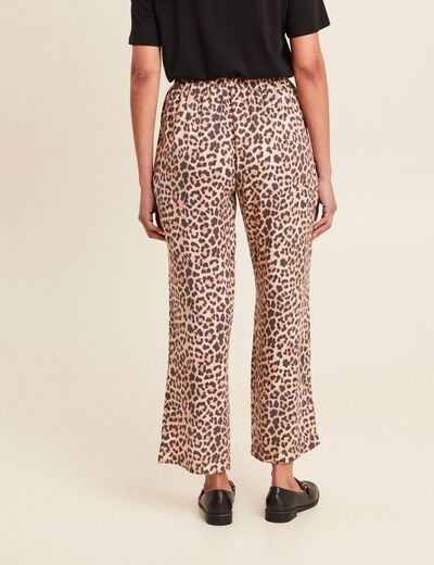 Pantalon flou taille haute sable femme