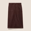 Jupe longue droite su&eacute;dine marron fonc&eacute; femme