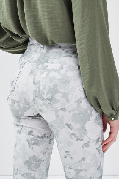 Pantalon léger imprimé magique vert clair femme