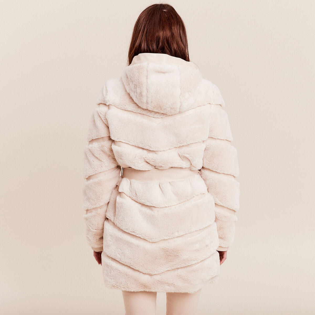 Manteau fausse fourrure ivoire femme
