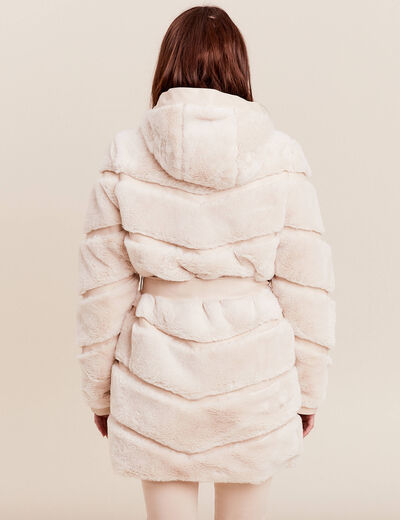 Manteau fausse fourrure ivoire femme