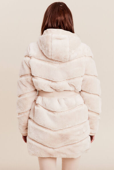 Manteau fausse fourrure ivoire femme