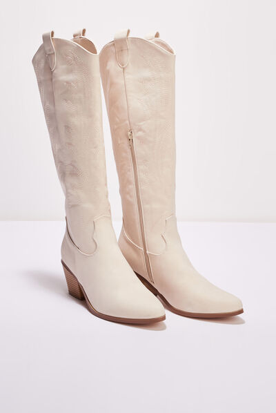 Bottes noires ivoire femme