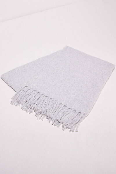 Écharpe à franges gris clair femme