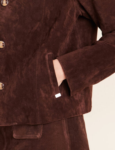 Veste doubl&eacute;e marron fonc&eacute; femme