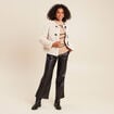 Manteau sans col en fausse fourrure ivoire femme