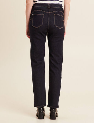 Jean droit taille haute long denim brut femme