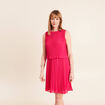 Robe pliss&eacute;e sans manches col rond rose fushia femme