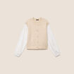 Gilet bi-mati&egrave;re col rond ivoire femme